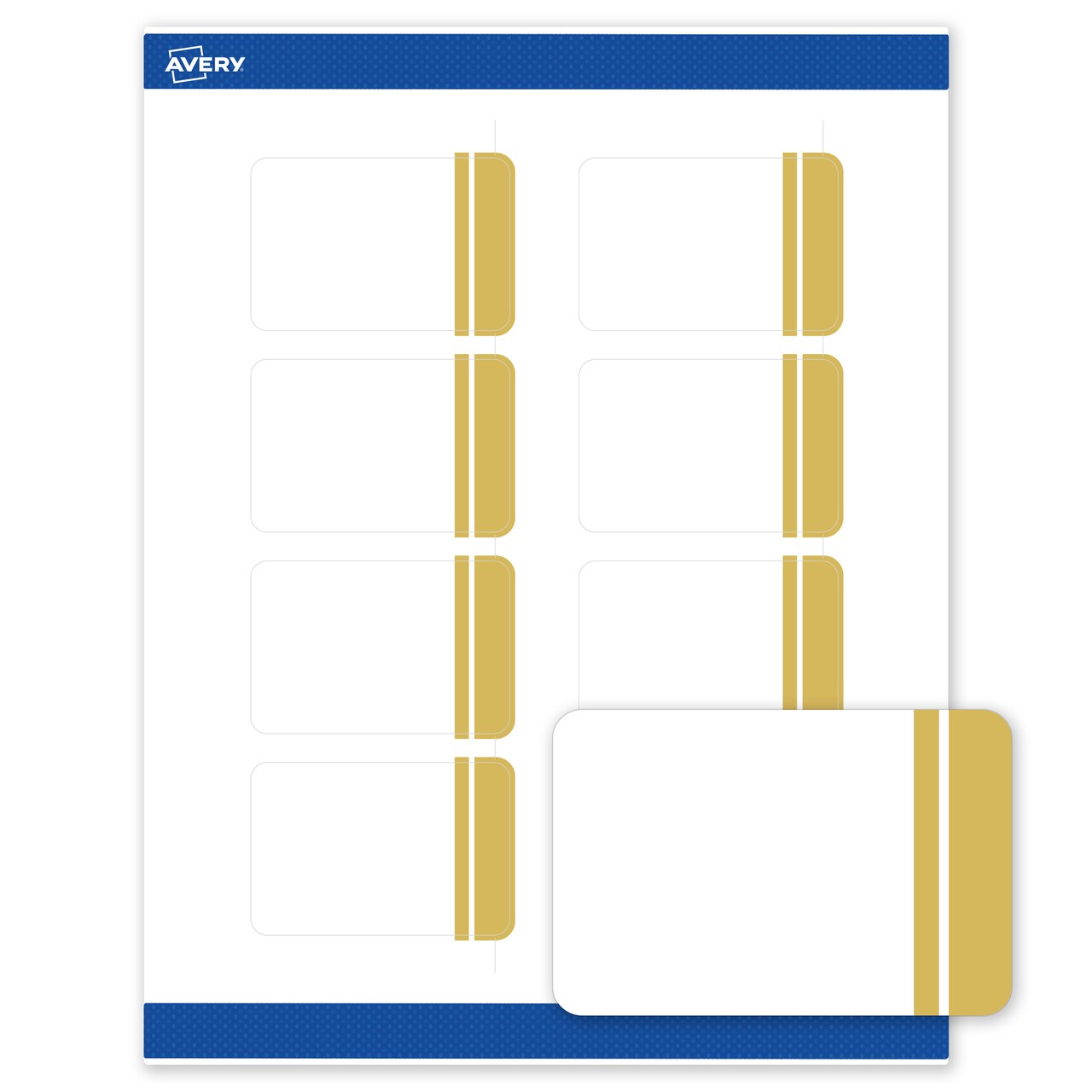 Avery Printable Rectangle Labels, Gold Double-Dipped Edge, 2" x 3", Matte White Rectangle Labels, Permanent, Laser/Inkjet, 80ct, Great for Product Labels